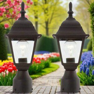 NEW Hampton Bay Lot of (2) 1-Light Medium‎ Exterior Post Lantern Black Finish